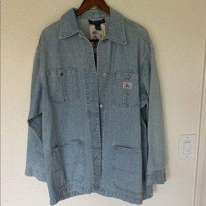 NEW Lauren Ralph Lauren Light Blue Denim Jacket L vintage chore jacket